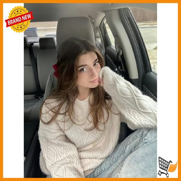 Oversized Cable Knit Sweater Women's Heavy Pullover Long Sleeve - Picture 3 of 8